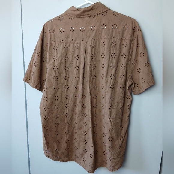 NWT DAVIDE NERI Casual Buttons Down Shirt Size Large 100% Cotton Brown Color - Picture 8 of 10